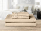 Elegant Comfort 4-Piece Solid Smart Sheet Set-Deep Pocket Fitted Sheet with Side Storage Pockets-Silky Soft 1500 Thread Count Egyptian Quality Microfiber, Wrinkle and Fade Resistant, King, Cream - Image 4