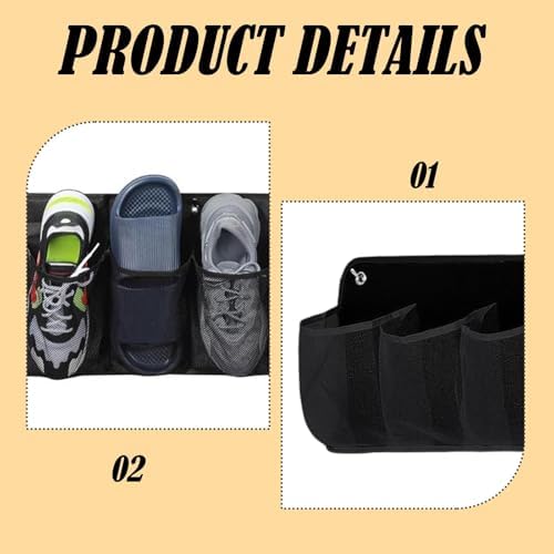 2 Pieces Shoe Storage Pocket Organizer Bedside Holder Bag Rack Hanging Non Woven Saving Easy Install Suitable for RV Bedroom, Black - Image 5