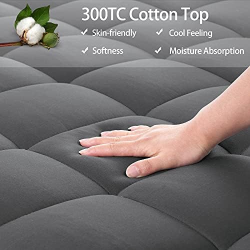 EASELAND Full Size Mattress Pad Pillow Top Mattress Topper Dark Grey - Image 4