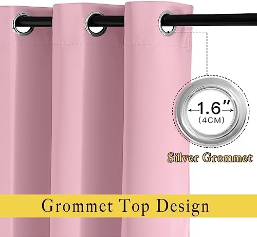 NICETOWN Blackout Curtains 84 Inch Length, Thermal Insulated Curtains for Bedroom Grommet Energy Saving Room Darkening Drapes for Living Room Window, 1 Panel, Rouge Pink, 66" W x 102" L - Image 4