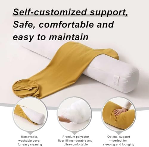 Body Pillow for Adults,Long Round Pillow,Big Cylindrical Pillow,Large Full Bolster Pillows for Side Sleepers (Honey Yellow, 39.37"*7.87") - Image 4