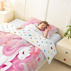 Erosebridal Unicorn Bedding Set for Girls Twin Kawaii Rainbow Unicorn Comforter Set Bedroom Decor for Girls Kids Cartoon Horse Duvet Insert Ombre Stars Quilt Comforter Pink 2 Pcs - Image 4