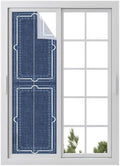 Window Privacy Film Frosted, Navy Blue Botanical Reusable Static Cling Window Tints, Vintage Florals Geometric Minimalist Heat Control Windows Films for Offices, Balcony, 29.5 x 118 Inches by Unknown
