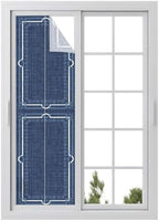 Window Privacy Film Frosted, Navy Blue Botanical Reusable Static Cling Window Tints, Vintage Florals Geometric Minimalist Heat Control Windows Films for Offices, Balcony, 29.5 x 118 Inches by Unknown