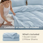 Bedsure Oversized King Duvet Cover, Double Brushed Bedding Set, Light Blue - Image 3