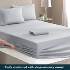Mocassi King Size 4-Piece Bed Sheet Set - 1800 Premium Hotel Quality Microfiber 18-24 Inches Extra Deep Pocket Fitted Sheet- Luxury Soft, Breathable, Wrinkle, and Fade Resistant, Silver - Image 4