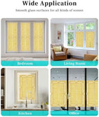 Window Privacy Film Frosted, Lemon Yellow Botanical Reusable Static Cling Window Tints, Vintage Florals Geometric Minimalist Heat Control Windows Films for Offices, Balcony, 29.5 x 118 Inches - Image 7