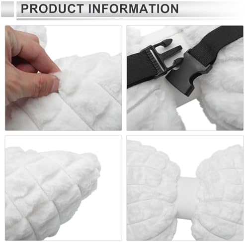 Car Headrest Pillow Ergonomic Comfortable Neck Support Pillow Car Seat Headrest Plush Memory Foam Adjustable Width White 2 Pc for Driving Travel - Image 3
