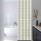 Window Privacy Film Frosted, Sage Green Boho Reusable Static Cling Window Tints, Middle Century Geometric Abstract Art Heat Control Windows Films for Offices, Balcony, 29.5 x 118 Inches - Image 3