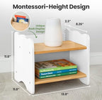 Ocodile The Original Kids Nightstand for Floor Beds, Solid Wood Small Bedside Table with Book Pocket, Low Tiny Nightstand for Nursery, Toddler & Kids Room, Montessori Style Side Table - White - Image 2