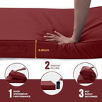 Outdoor Bench Cushion Waterproof with Memory Foam,Patio Bench Cushions for Outdoor/Indoor Furniture Porch Swing Cushion with Handle and Adjustable Strap,Burgundy Red,42x18 Inch - Image 4