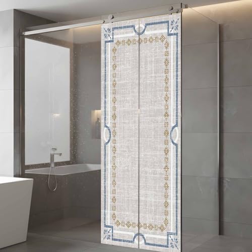 Window Privacy Film Frosted, Light Gray Botanical Static Cling Door Window Covering, Vintage Florals Geometric Minimalist UV Blocking Windows Film for Office, Hotel, Bedroom, 29.5 x 78.7 Inches - Image 5