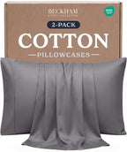 Beckham Hotel Collection King Pillow Cases Set of 2, Cool Touch Sateen Pillowcases, 500TC Cotton, Silky Smooth & Soft, Open End, Dark Gray by Unknown