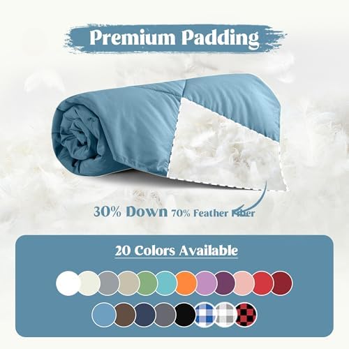 puredown® Soft Feather Down Throw Blanket Lightweight Packable Couch Throw for Indoor and Outdoor Use, Throw 50"X70", Blue, 12oz - Image 3