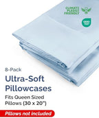 Queen Pillow Cases - 8 Pack Soft Pillowcase Covers - 20" x 30" (Sky Blue) - Image 2