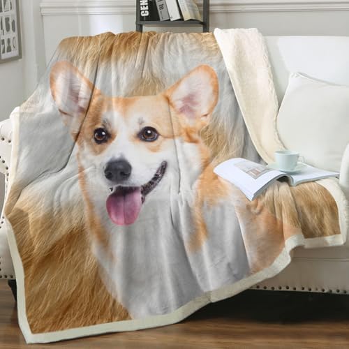 Sleepwish Welsh Corgi Sherpa Blanket Twin 60x80 in by Sleepwish