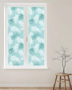 Window Privacy Film Frosted, Teal Green Palm Trees Tropical Reusable Static Cling Window Tints, Summer Beach Botanical Heat Control Windows Films for Offices, Balcony, 29.5 x 118 Inches - Image 2