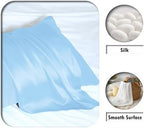 Suatien Mulberry Silk Pillow Cases 2 Pack King Size, Sky Blue - Image 2
