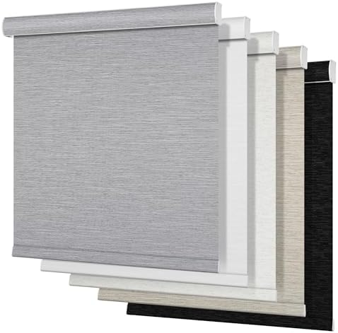 Boolegon Blackout Roller Shades for Windows, Light Grey, 36" W x 64" H by Boolegon