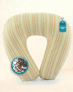 Buckwheat U Shaped Neck Pillow - 12''x12'' Adjustable Cervical Support Pillow with Breathable Buckwheat Hulls, Removable Cotton Cover, Ideal for Airplane, Office or Home Use (Khaki) by EDOMI