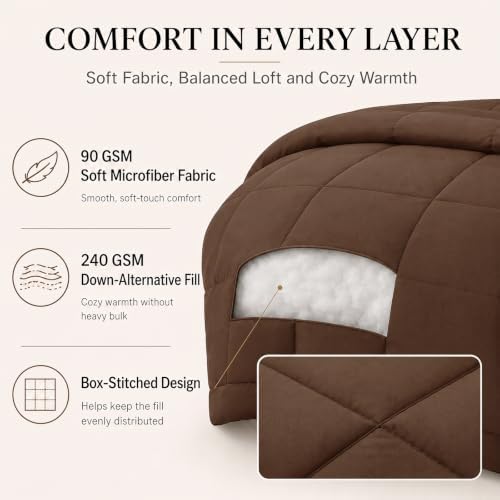 CozyLux Oversized Queen Comforter Set Brown - 7 Pieces Bed in a Bag - Image 3
