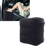 Inflatable Foot Rest Pillow, Portable Travel Foot Rest for Airplane Car Office Home, PVC Flocking Inflatable Footrest Cushion to Improve Circulation and Relieve Fatigue (Dark Blue) - Image 2