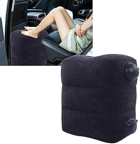 Inflatable Foot Rest Pillow, Portable Travel Foot Rest for Airplane Car Office Home, PVC Flocking Inflatable Footrest Cushion to Improve Circulation and Relieve Fatigue (Dark Blue) - Image 2