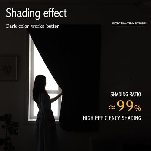 Blackout Curtains for Bedroom Sticky Curtain Blackout Window Cover Self Adhesive Curtains Rod No Drillng, 47" W X 71" L, Light Grey, 2 Panels - Image 4