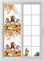 Window Privacy Film Frosted, Thanksgiving Fall Reusable Static Cling Window Tints, Gnomes Orange Green Pumpkin Leaves Heat Control Windows Films for Offices, Balcony, 29.5 x 118 Inches by Unknown