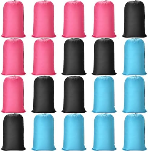 Nuogo 20 Pcs Large Laundry Bags Bulk, 38 x 24 Inch, Black, Blue, Pink by Nuogo