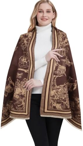 EXTREE Scarfs for Women Pashmina Silky Shawl Wrap for Evening Dressing Blanket Open Front Poncho Cape - Image 2