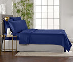 Pure Bamboo Queen Sheets, Genuine 100% Organic Viscose Derived from Bamboo Bed Sheet Set, Luxuriously Soft & Cooling, Double Stitching, 2 Year Quality Promise (Queen, Cobalt Blue) - Image 4