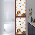 Window Privacy Film Frosted, Thanksgiving Fall Reusable Static Cling Window Tints, Turkey Sunflowers Pumpkin Brown Striped Heat Control Windows Films for Offices, Balcony, 29.5 x 118 Inches - Image 3