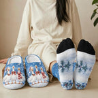 Jeiento Fuzzy Slippers and Sock Set Women's Warm Cozy Memory Foam House Shoes Soft Slip-on Slides - Image 2