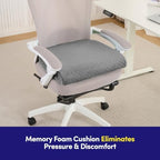 Extra Large Seat Cushion for Office Chair - Ergonomic Pillow for Desk Chair, Wheelchair, Airplane, Stadium, Car Seat, Gamers – Non-Slip Support Pad for Work, Automotive & Mobility, 19" x 17" x 3" Gray - Image 3