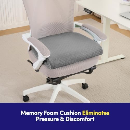 Extra Large Seat Cushion for Office Chair - Ergonomic Pillow for Desk Chair, Wheelchair, Airplane, Stadium, Car Seat, Gamers – Non-Slip Support Pad for Work, Automotive & Mobility, 19" x 17" x 3" Gray - Image 3
