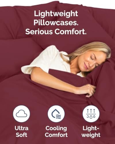 King Pillow Cases - 10 Pack Soft Pillowcase Covers - 20" x 40" (Burgundy) - Image 3