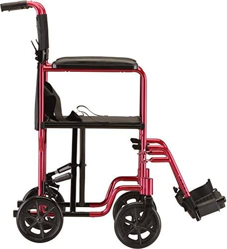 NOVA Medical Products Lightweight Transport/Wheelchair, Red, 1 Count - Image 3