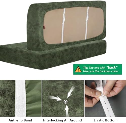 molasofa Leather Like RV Dinette Cushion Covers, RV Booth Seat Cover Stretchable Camper Cushion Couch Covers Washable Slipcovers for Camper Car Bench (2 Bench Cover & 2 Backrest Cover, Tawny-03) - Image 6