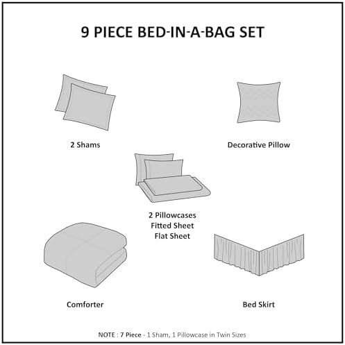 Madison Park Essentials King Comforter Set, Geometric Bed in a Bag Grey 9PC - Image 6