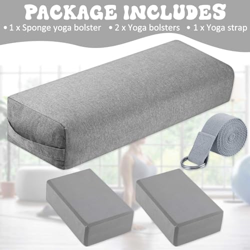 4 Pcs Yoga Bolster Pillow Blocks with Strap Set - Image 3