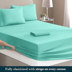 Mocassi Twin XL Size 4-Piece Bed Sheet Set - 1800 Premium Hotel Quality Microfiber 18-24 Inches Extra Deep Pocket Fitted Sheet- Luxury Soft, Breathable, Wrinkle, and Fade Resistant, Paradise Teal - Image 4