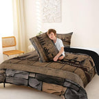 Erosebridal Camo Camper Comforter Set Rv Camping King Bedding Sets for Boys Girls Kids Rustic Farmhouse Camouflage Stone Comforter Woodland Adventure Quilt Duvet 3 Pcs - Image 4