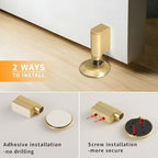 3 Pack Magnetic Door Stopper, Retractable Magnet Floor Door Stop with 0.4 in (10mm) Extension Base, Adhesive Door Magnetic Catch, Door Holder for Gaps Up to 1.4 in (35mm), Brushed Gold BG-3 - Image 5