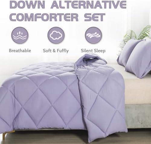 Decroom Lightweight 3 Pieces Comforter Set Queen Quilted Duvet Insert - Image 2