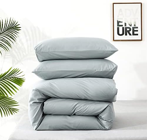 Luxlovery Blue Comforter Set King Dusty Blue Bedding Comforter Set Solid Bedding Set Breathable Blanket Quilts Modern Bedding Set for King Bed - Image 4