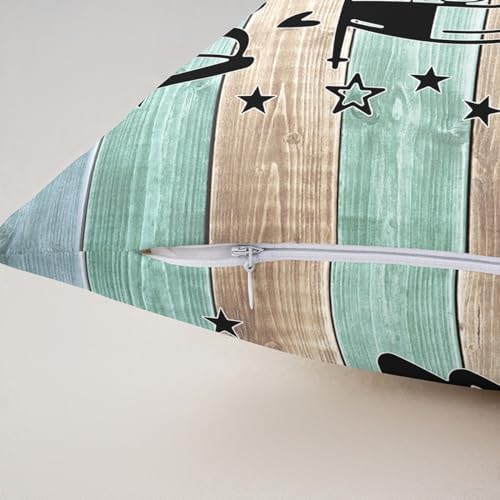 Feelyou Teal Happy Camping Throw Pillow Covers 20"x20" Set of 4 Kids Camper Decorative Pillow Case Pillowcase Gifts for RV Owners Rustic Farmhouse Style Cushion Case RV Camping Outdoor Pillows Covers - Image 7