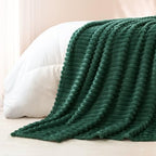 Exclusivo Mezcla Striped Queen Size Fleece Blanket for Bed, Forest Green - Image 6