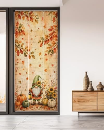 Window Privacy Film Frosted, Thanksgiving Gnomes Non-Adhesive Static Cling Window Tint, Fall Orange Pumpkin Maple Leaves Insulated Windows Frosted Films for Living Room, 35.4 x 78.7 Inches - Image 5