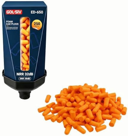 Earplug Dispenser, with 250 Pairs Earplug, NRR 32dB, Wall Mount by GOL-SIV